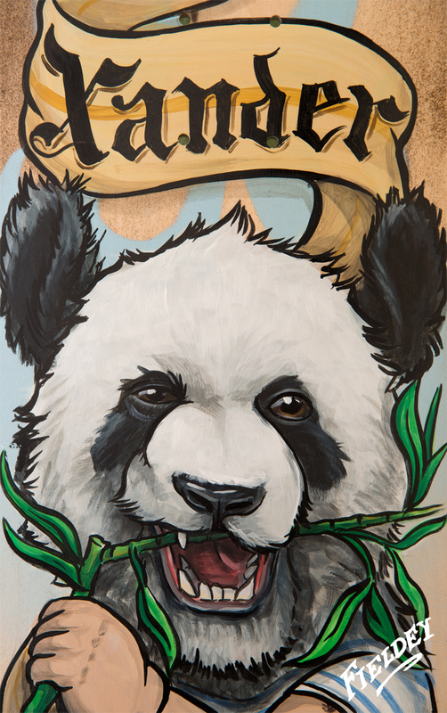 Custom Painted skateboard panda