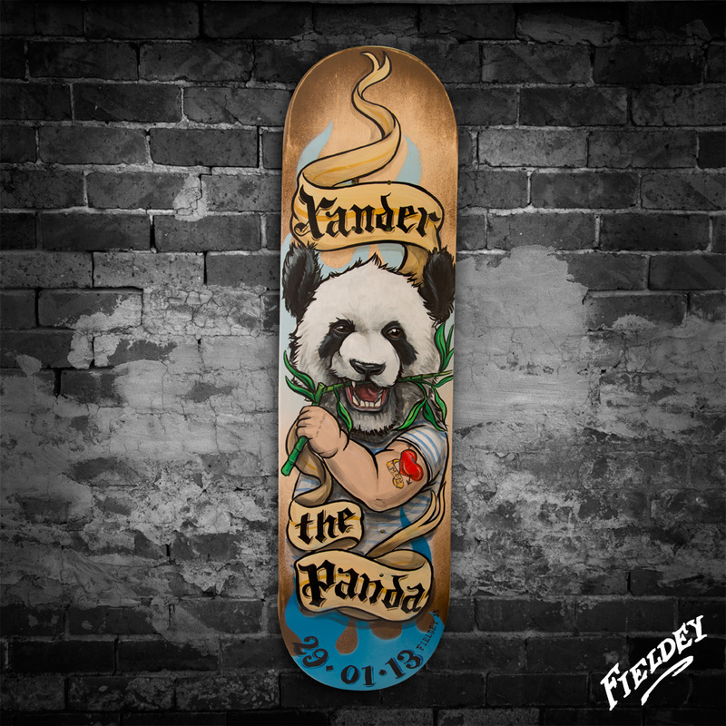 Xander the Panda Skateboard custom paint