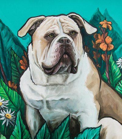 American Bulldog portrait painting