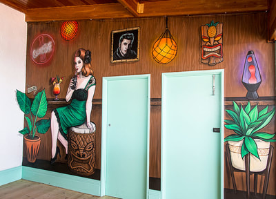 Tiki Bar pinup girl mural in Cottesloe, Perth