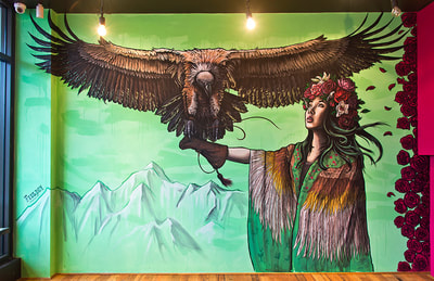 "Bohemian Sky Burial" interior mural for Fez Cafe, Mount Lawley, Perth, Australia