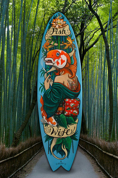 Fish wife painted surf art