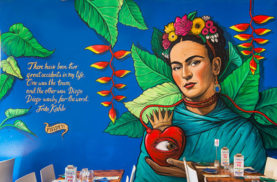 Frida Kahlo portrait street art mural for Santa Fe Restaurant, Perth