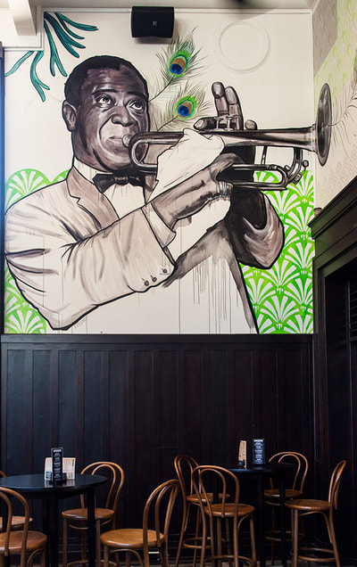 Jazz-themed mural for The Tav, UWA, Perth