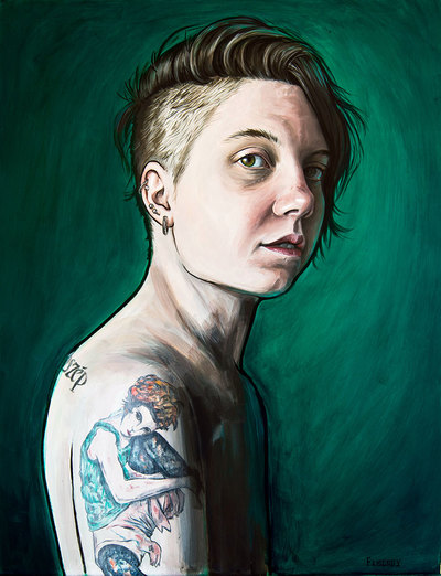 Non-gender binary portrait painted in acrylic paints