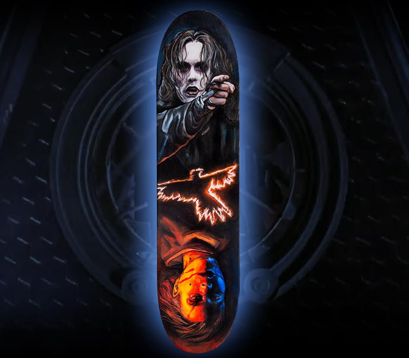 Brandon Lee from The Crow, hand painted skateboard artwork
