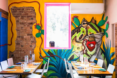 Frida Kahlo interior mural for Santa Fe Restaurant, Perth, Australia