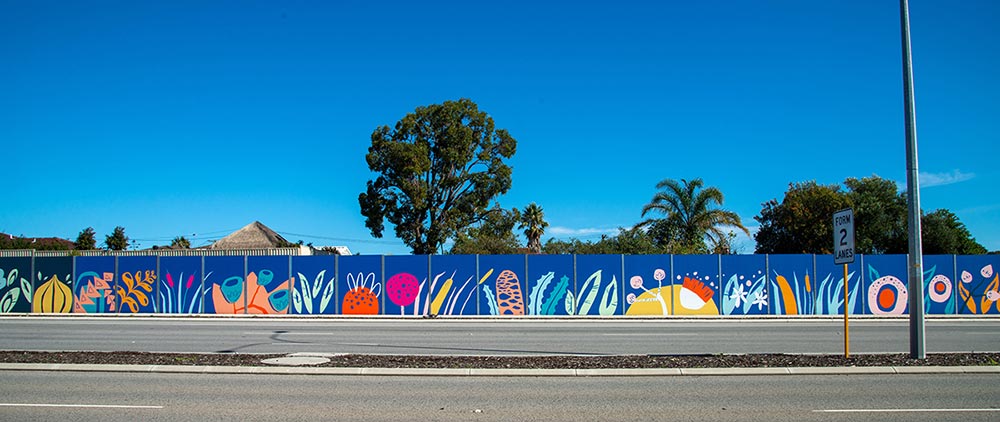 250m long mural on Spearwood Ave, Yangebup
